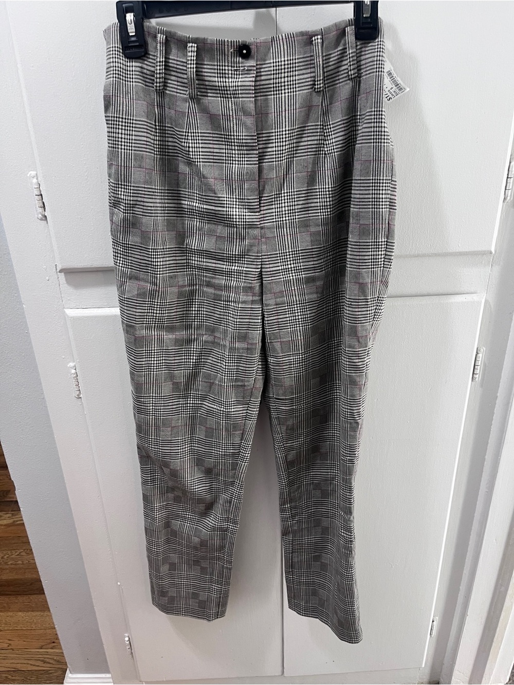Plaid High-Waist Trousers in Gray